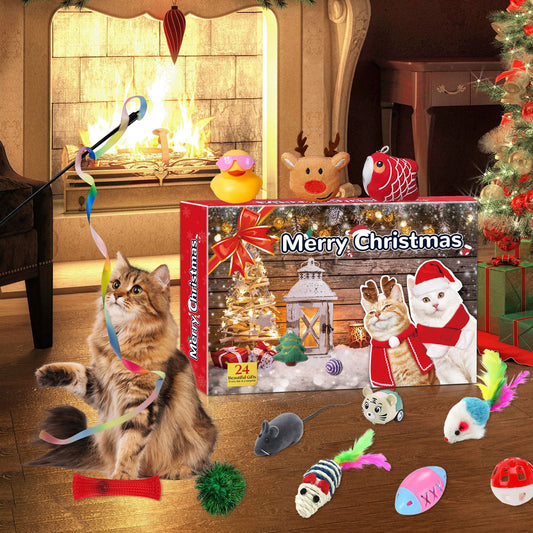 KFX-0764093 Countdown to Christmas with Interactive Santa Kitty Plush Toy Blind Box Calendar