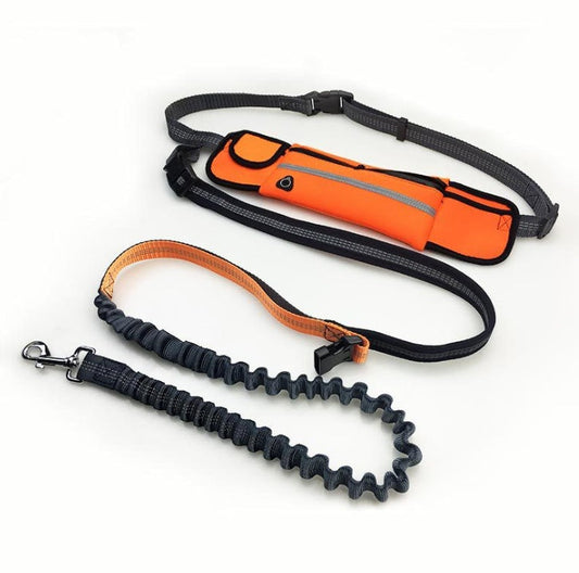 KFX-0764221 Adjustable Hands-Free Dog Running Leash with Reflective Waist Pocket and Shock Absorbing Bungee