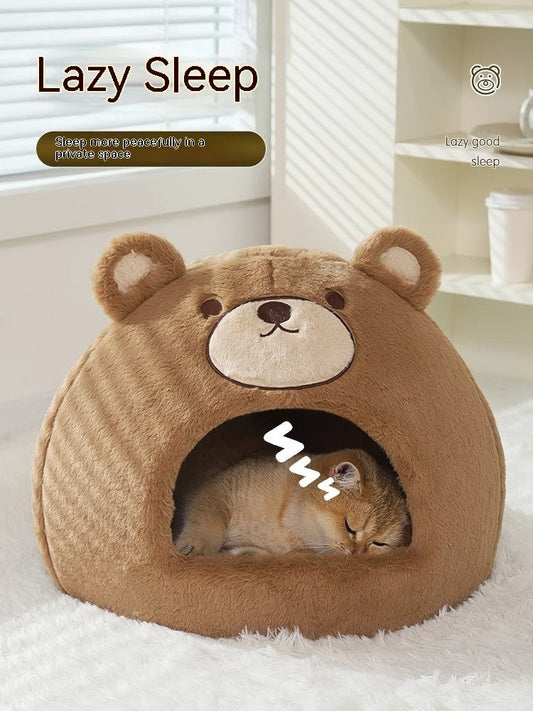 KFX-0764477 Warm Windproof Cat Nest with Thick 3D Cotton for Small to Medium Cats