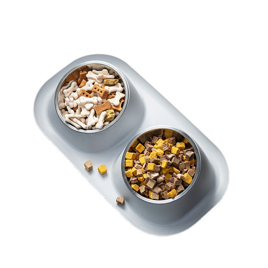 KFX-0770365 Double Stainless Steel Dog Bowl Set with PP Base - Available in Multiple Colors