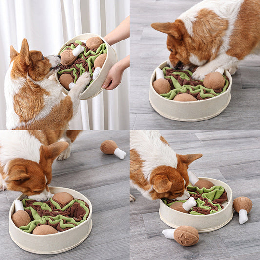 KFX-0771005 Beige Polyester Dog Sniff Toy - Chicken Leg Bucket for Pet Engagement