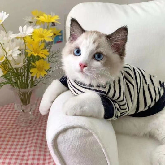 KFX-0786749 Cozy Winter Stripe Vest for Small Pets - Cotton Sweater for Cats and Dogs
