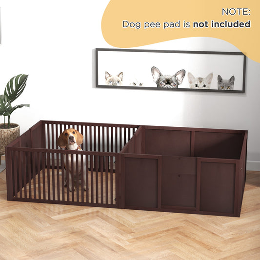 KFX-0792893 Comfortable Whelping Box for Dogs with Removable Doors, Indoor Puppy Playpen, 81" x 39" x 20", Coffee Brown