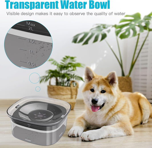 KFX-0794685 Large Capacity Spill Proof Dog Water Bowl with Slow Feeder Design and Anti-Spill Features - 2L, Multiple Colors Available