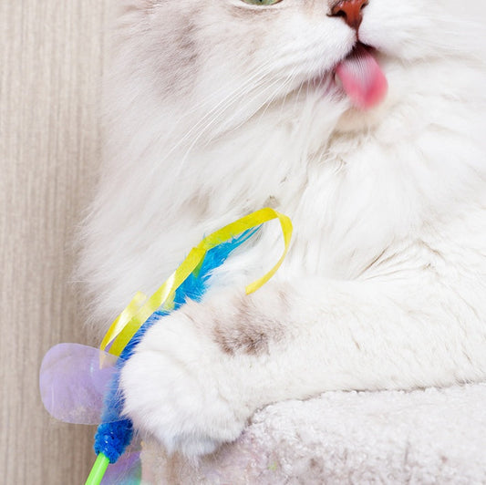 KFX-0798013 Cat Feather Sequins Ticker Stick - 45 cm Plush Ball Toy