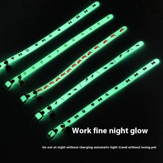 KFX-0804925 Glow-in-the-Dark Adjustable Pet Collar for Cats - Various Styles Available