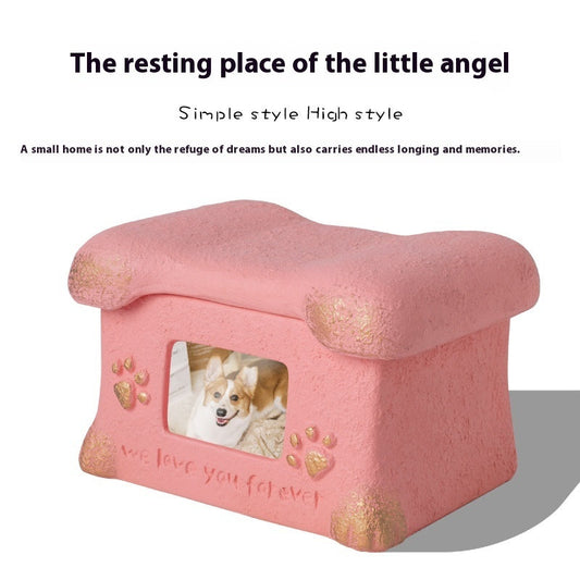 KFX-0806589 Handmade Pet Cremation Cinerary Casket in Polant Cement with Ash Urn