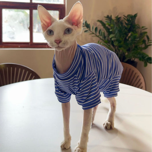 KFX-0807357 Breathable Four-Legged Cat Clothing in Blue, Purple, Yellow, and Brown - Casual Polyester Pet Outfit