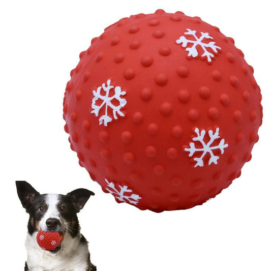 KFX-0810173 Festive Interactive Dog Toy Balls for Chewing, Tooth Cleaning, and Playtime Fun