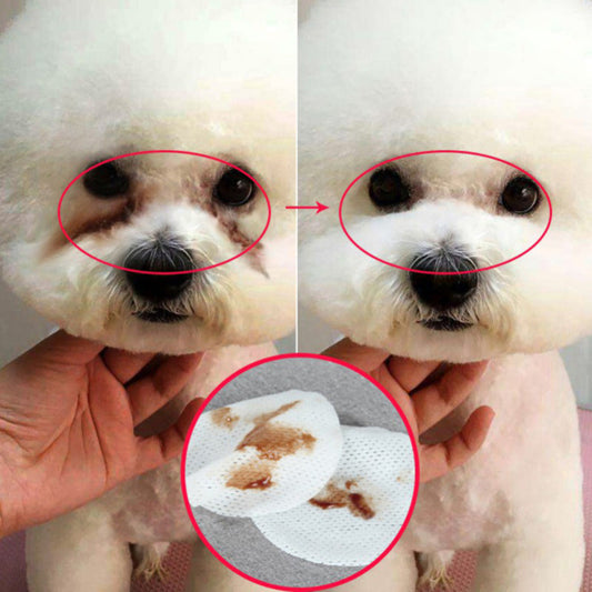 KFX-0825789 Gentle Tear Stain Cleaning Wipes for Dogs and Cats – 130 Natural Cotton Eye Grooming Pads