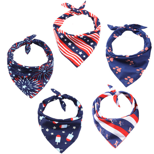 KFX-0827581 American Flag Pet Drool Scarf - Graffiti Design, Soft Polyester for All Seasons