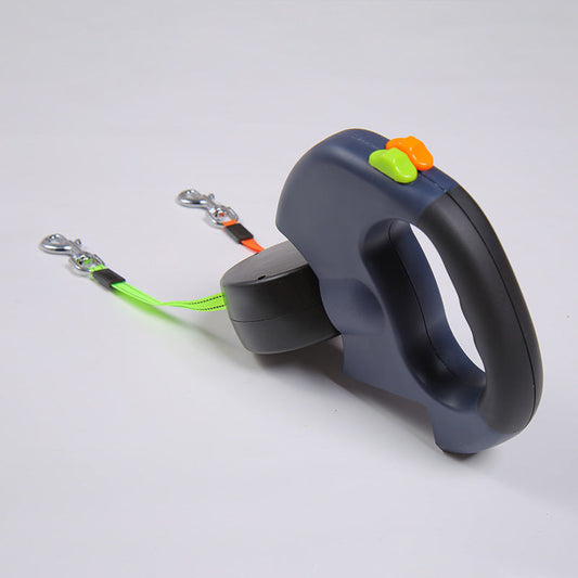 KFX-0841277 Automatic Double-Headed LED Light Dog Walking Leash, 3M ABS Traction Rope