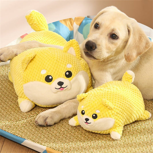 KFX-0842941 Plush Dog Calming Toy - Squeaky Teeth Cleaning Chew Pillow for Puppies