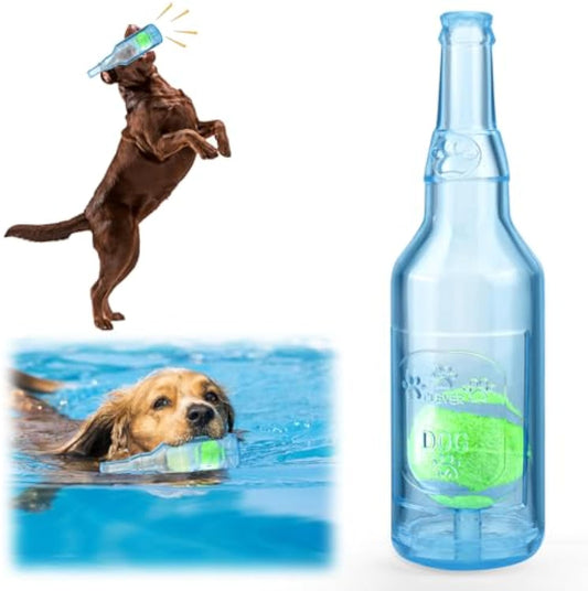 KFX-0865981 Indestructible Water Bottle Dog Toy with Squeaker for Interactive Chewing and Teething Relief