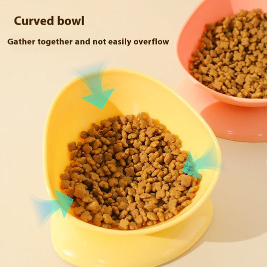 KFX-0895677 Large Caliber Anti-Spill Cat Bowl in Grass Green, Lemon Yellow, and Rouge Pink - 200ml Capacity