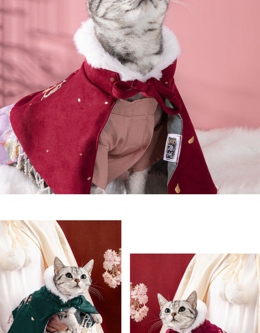 KFX-0899645 Dark Green and Wine Shawl for Cats and Dogs - Sizes S/M