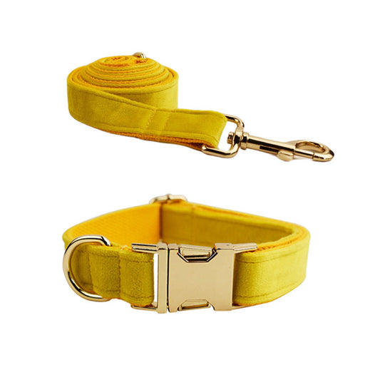 KFX-0900541 Velvet Pet Collar with Adjustable Traction Rope and Bow Tie