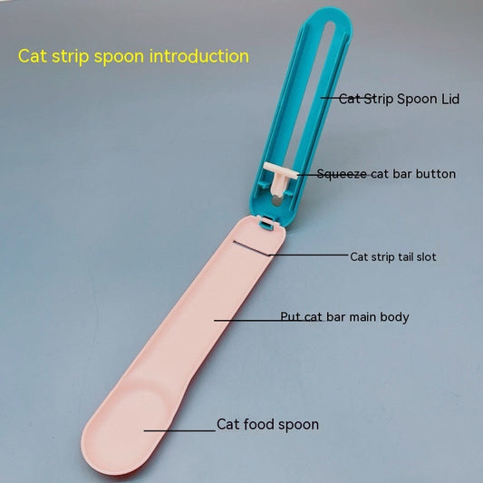 KFX-0910781 Durable Plastic Cat Feeder Spoon with Colorful Lids - 20cm Long