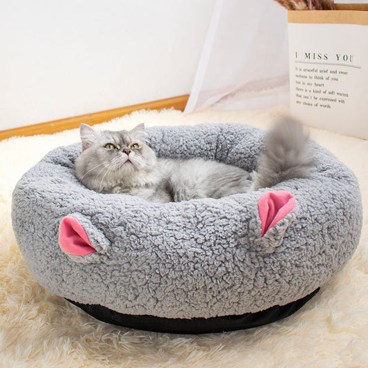 KFX-0911037 Lamb Wool Round Deep Sleep Pet Nest for Cats - Available in 3 Sizes