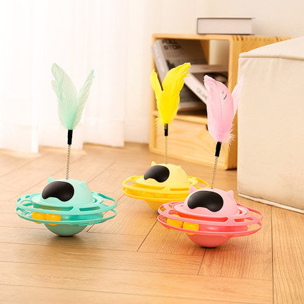 KFX-0925757 Interactive Cat Toy Tumbler Turntable for Relieving Boredom - 17x10cm