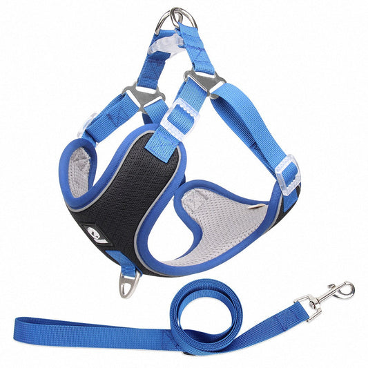 KFX-0927549 Adjustable Breathable Pet Harness with Leash, Available in Multiple Colors and Sizes