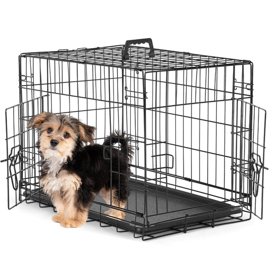 KFX-0937661 Double Door Dog Cage with Removable Tray for Easy Cleaning - Various Sizes Available