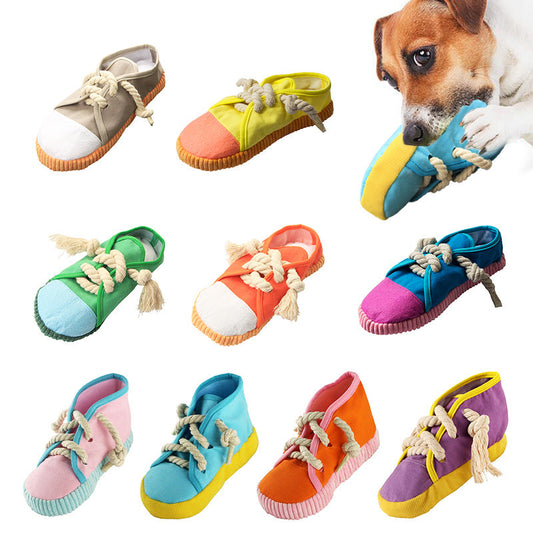 KFX-0940605 Pet Simulation Sounding Toy - Colorful Cloth Canvas Shoes for Interactive Play