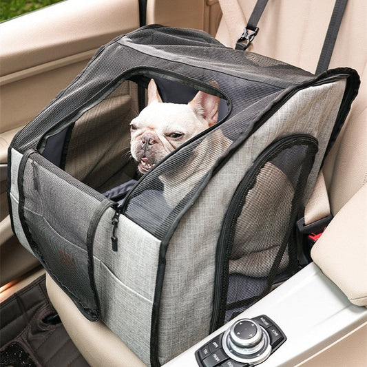 KFX-0943421 Portable Waterproof Pet Cage with Adjustable Car Seat Belt and Durable Dog Mat