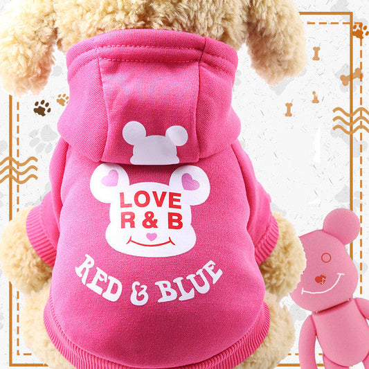 KFX-0944829 Cartoon Hooded Sweater for Dogs and Cats - Cozy Cotton Pet Clothing for Autumn and Winter