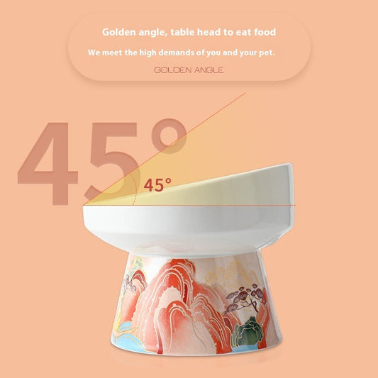 KFX-0951485 Ceramic Cat Bowl with Elevated Legs - Available in Medium Blue and Large Red