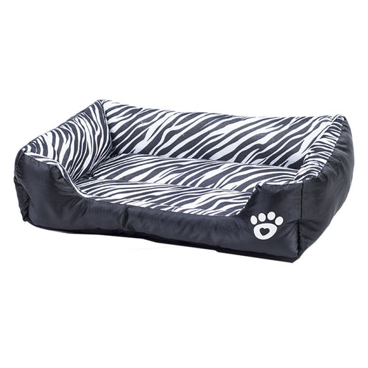 KFX-0961085 Pet Cotton Nest with Animal Patterns - Short Plush Dog Kennel in Leopard, Deer, and Zebra Designs, Available in S, M, L Sizes