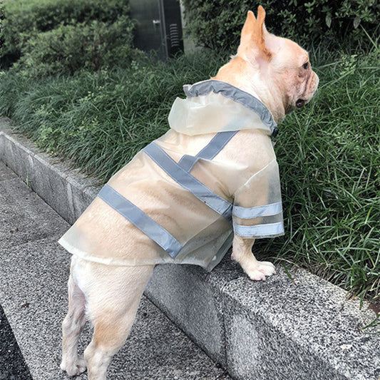 KFX-0965181 Transparent Reflective Waterproof Dog Raincoat for Small to Medium Breeds
