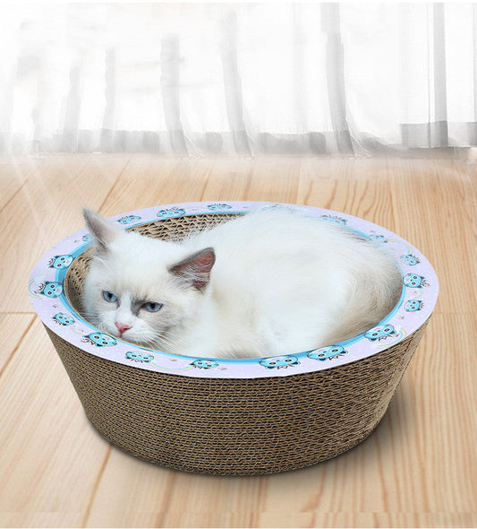KFX-0972733 Bowl-Shaped Corrugated Paper Cat Scratching Board in Wood Color