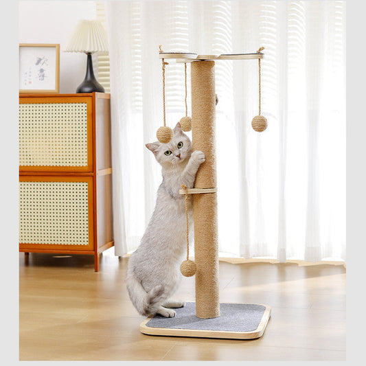 KFX-0973373 Windmill Hanging Ball Cat Toy – Scratch-Resistant Climbing Frame with Pine and Carpet Leather