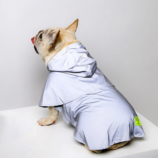 KFX-0974909 Reflective Waterproof Pet Raincoat for Dogs and Cats in Gray - Available in Multiple Sizes