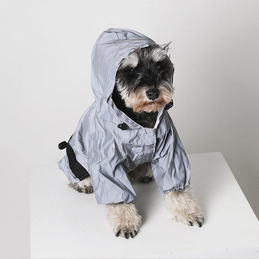 KFX-0974909 Reflective Waterproof Pet Raincoat for Dogs and Cats in Gray - Available in Multiple Sizes