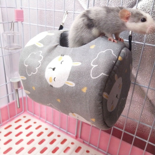 KFX-0982333 Warm Cotton Squirrel Sleeping Bag Nest in Canvas with Leopard Print, Owl, and Gray Bunny Designs