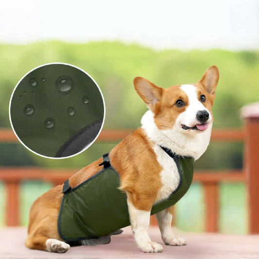KFX-0984637 Water-Resistant Dog Apron in Gray and Army Green, Sizes S to XXL, Casual Style Pet Clothing