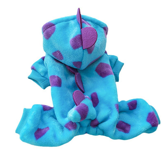 KFX-0992189 Fleece-Lined Floral Dinosaur Pet Costume for Dogs and Cats - Multiple Colors and Sizes Available