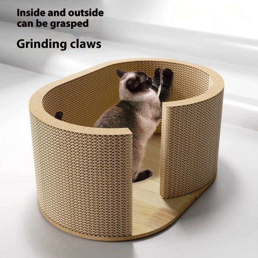 KFX-0993853 Cat Climbing Frame with Tunnel, Corrugated Paper Nest for Small Cats