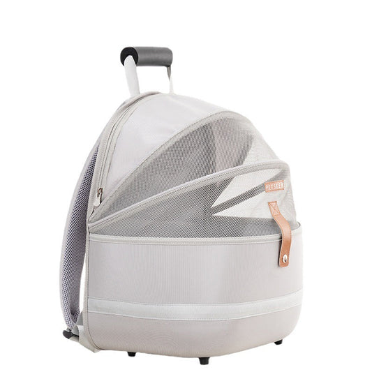 KFX-0996029 Portable Oversized Pet Travel Backpack - Medium Hardness, Solid Color, Durable Polyester for Cats and Dogs