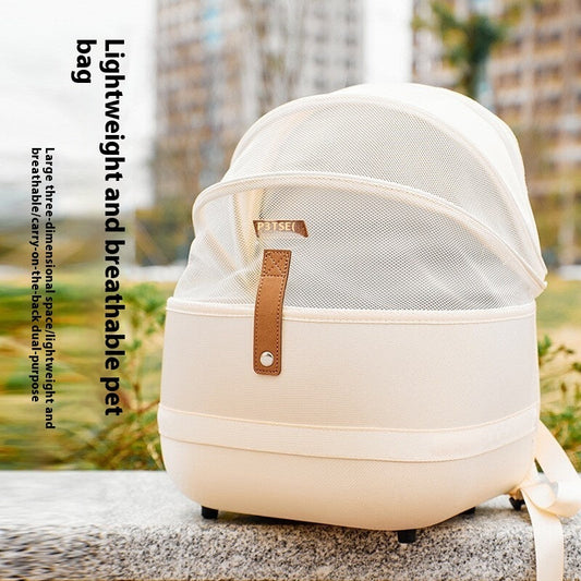 KFX-0996029 Portable Oversized Pet Travel Backpack - Medium Hardness, Solid Color, Durable Polyester for Cats and Dogs