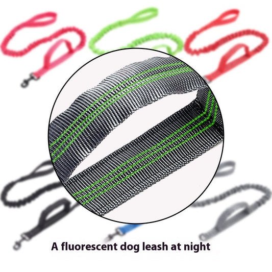 KFX-1014845 Reflective Nylon Retractable Dog Leash with Elastic Hand Grip - Multiple Colors Available