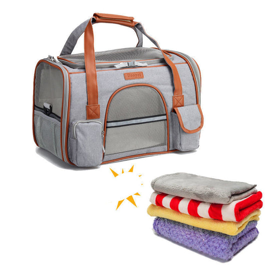 KFX-1023037 Portable Foldable Dog and Cat Backpack with Large Capacity and Optional Blanket or Mat