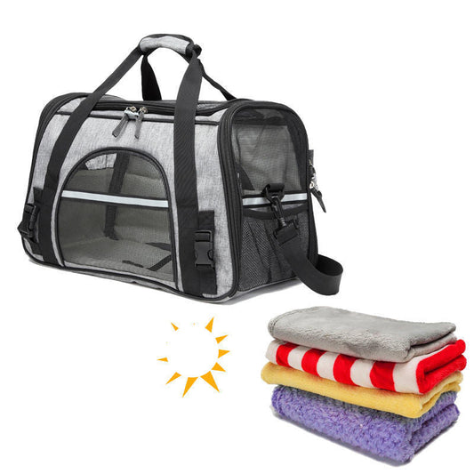 KFX-1023037 Portable Foldable Dog and Cat Backpack with Large Capacity and Optional Blanket or Mat