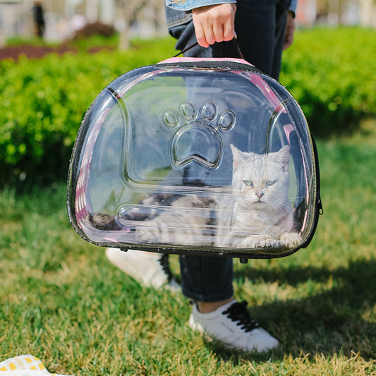 KFX-1034557 Transparent Cat Backpack for Pets - EVA Foam PU Leather, 35L Capacity, Available in Multiple Colors and Sizes