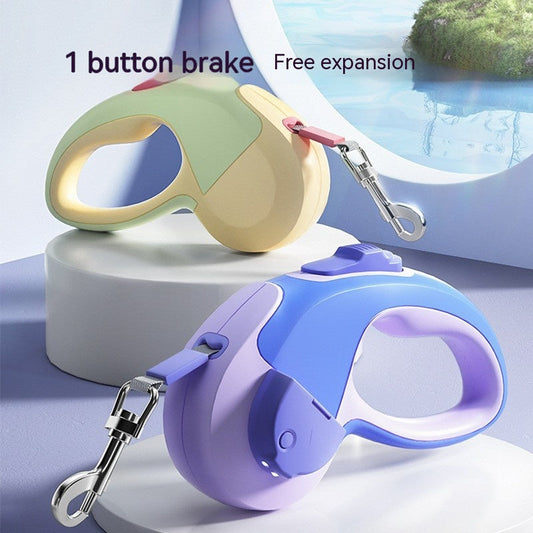 KFX-1037885 Retractable Pet Leash with Light - 3M & 5M ABS Nylon Rope for Outings