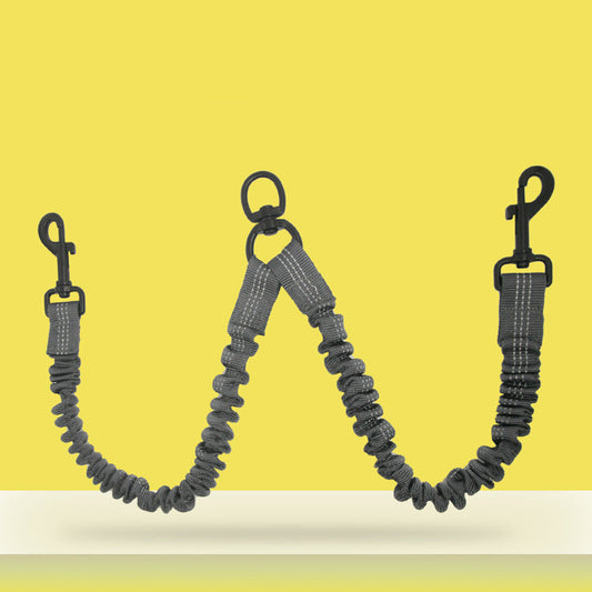 KFX-1047613 Reflective Double Head Strap Dog Leash - Versatile Design for Two Dogs, Various Colors