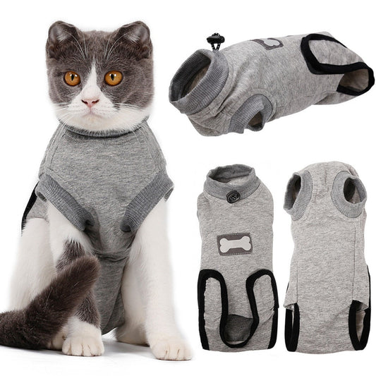 KFX-1047997 Post-Surgery Cat Recovery Suit - Anti-Licking Wound Protection and Comfort for Cats