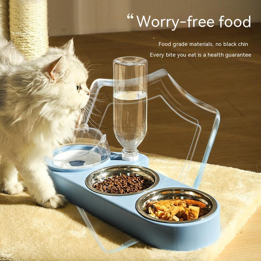 KFX-1049789 Automatic Cat Food and Water Station with Cat Ear Design in Multiple Colors, Ideal for Small to Medium Pets
